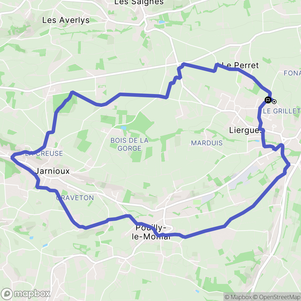 Porte des Pierres Dorées : carte du parcours de randonnée - France