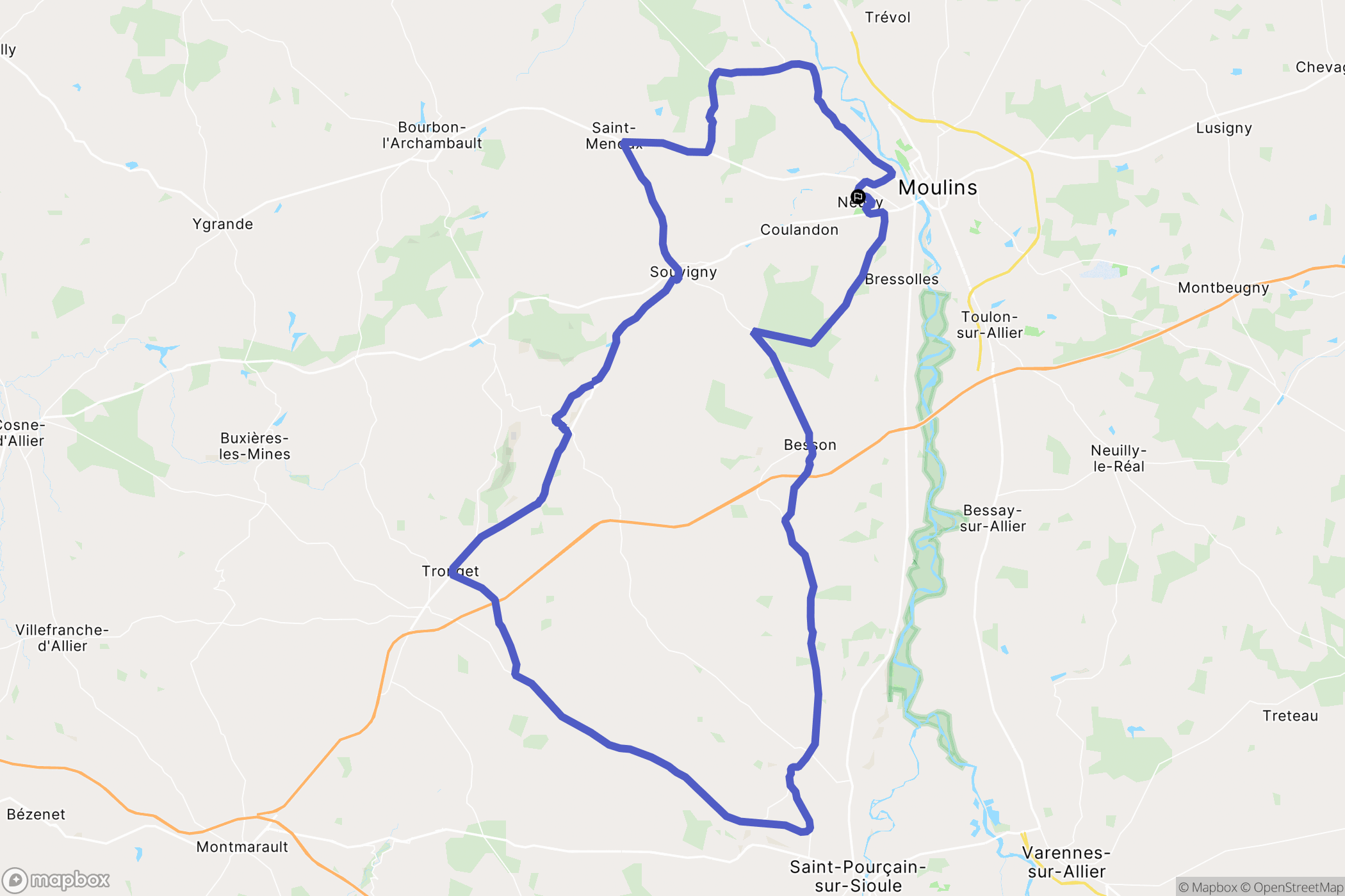 Neuvy : carte du parcours de randonnée - France