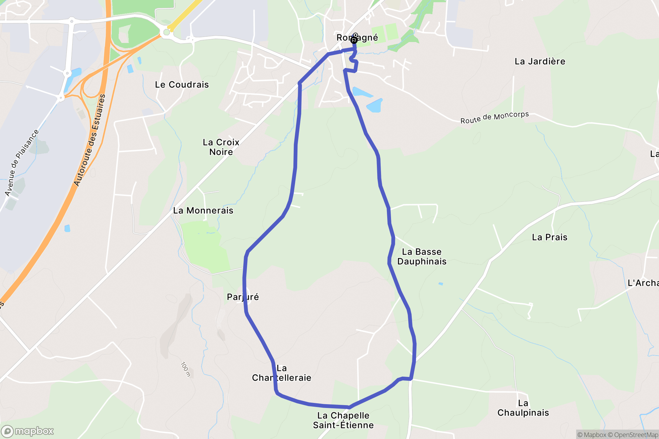 Romagné : carte du parcours de randonnée - France
