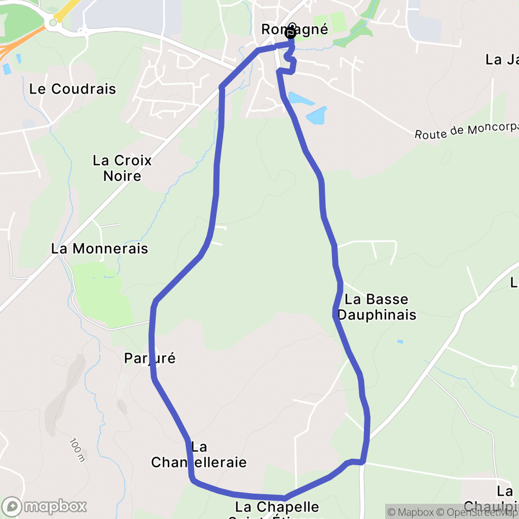 Romagné : carte du parcours de randonnée - France