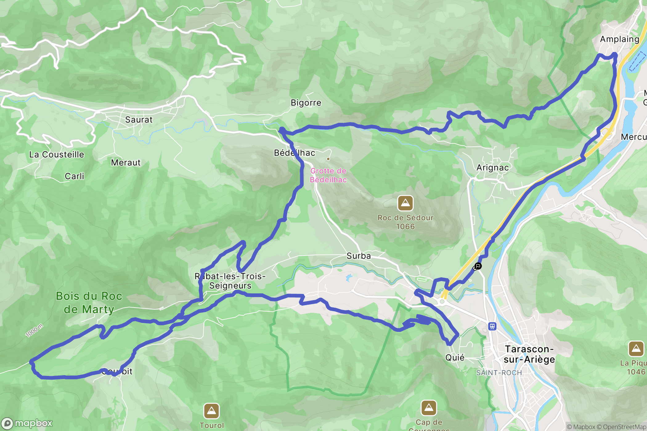 Arignac : carte du parcours de randonnée - France