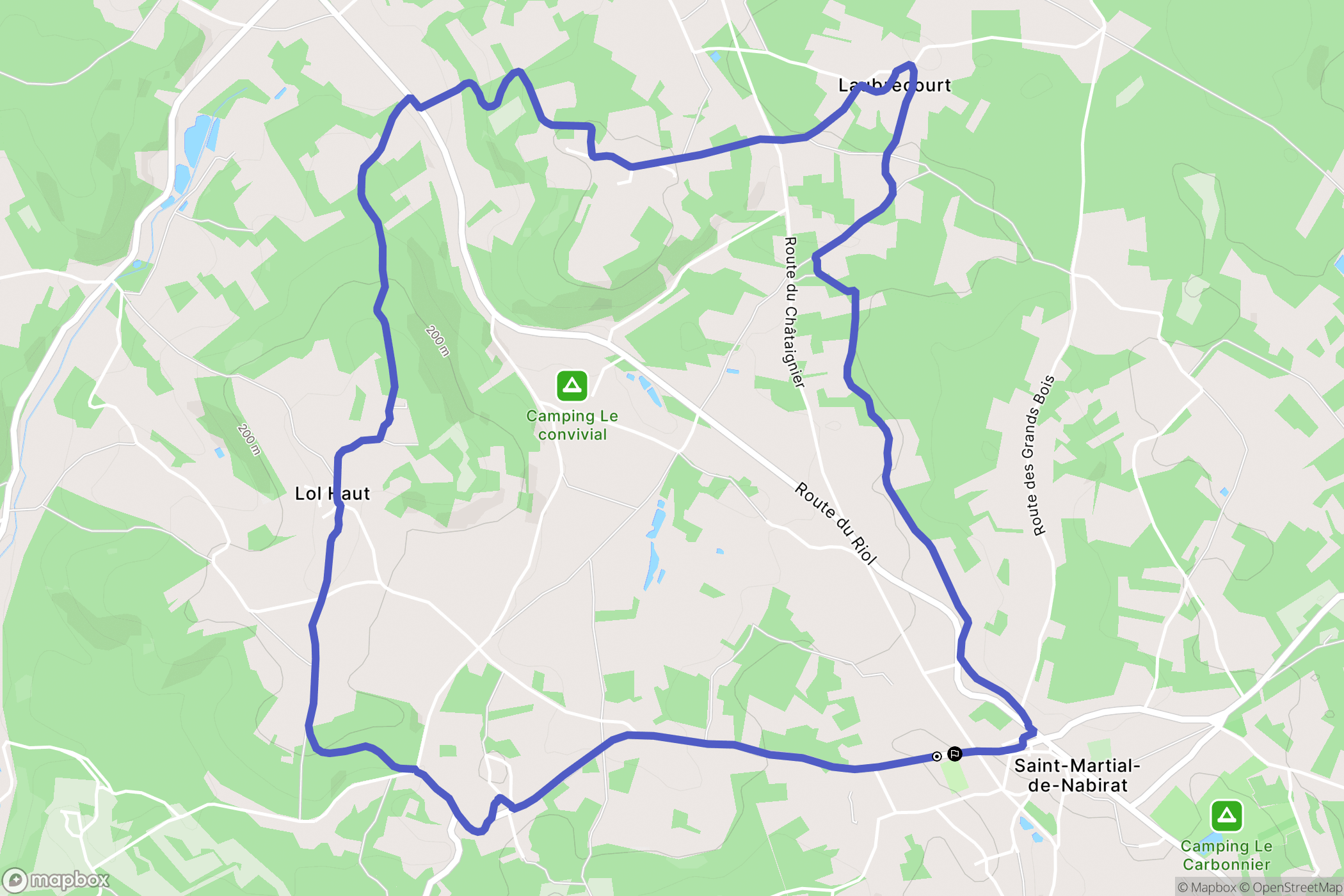Saint-Martial-de-Nabirat : carte du parcours de randonnée - France