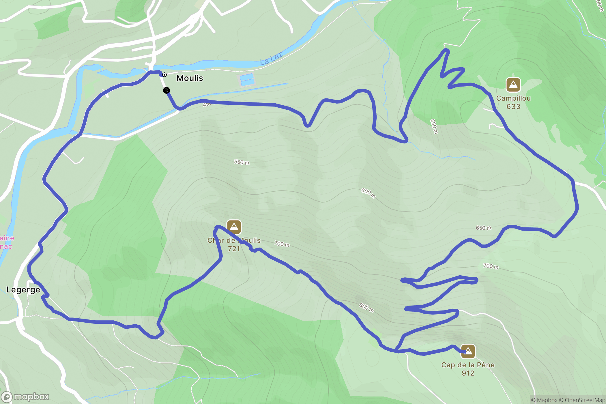 Moulis : carte du parcours de randonnée - France