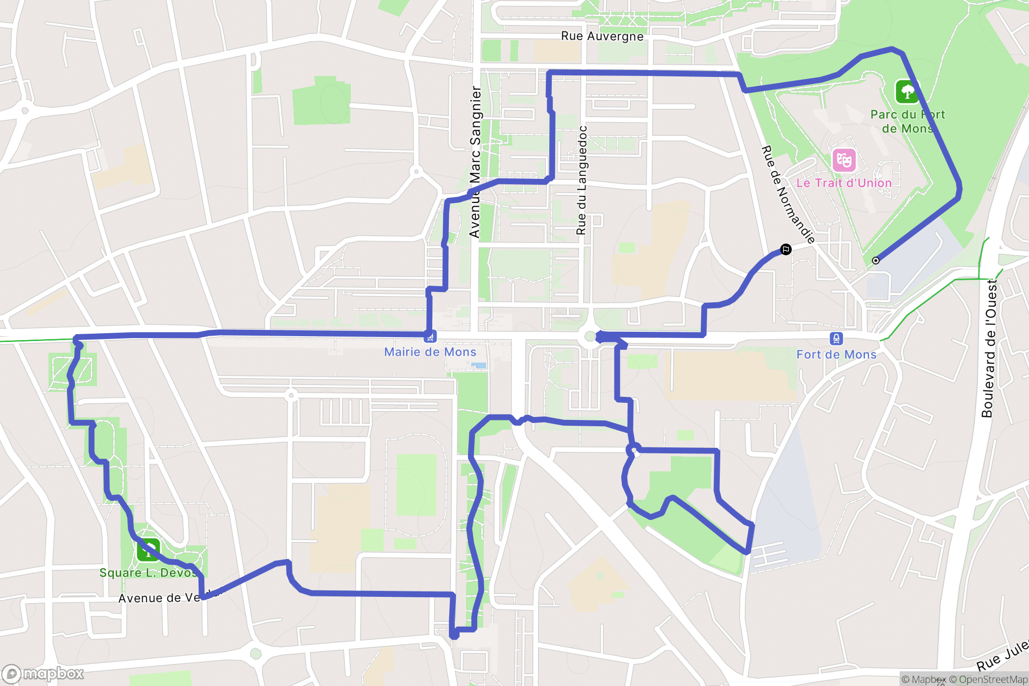 Mons-en-Barœul : carte du parcours de randonnée - France