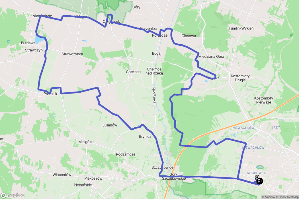 Kielce: mapa trasy - Poland