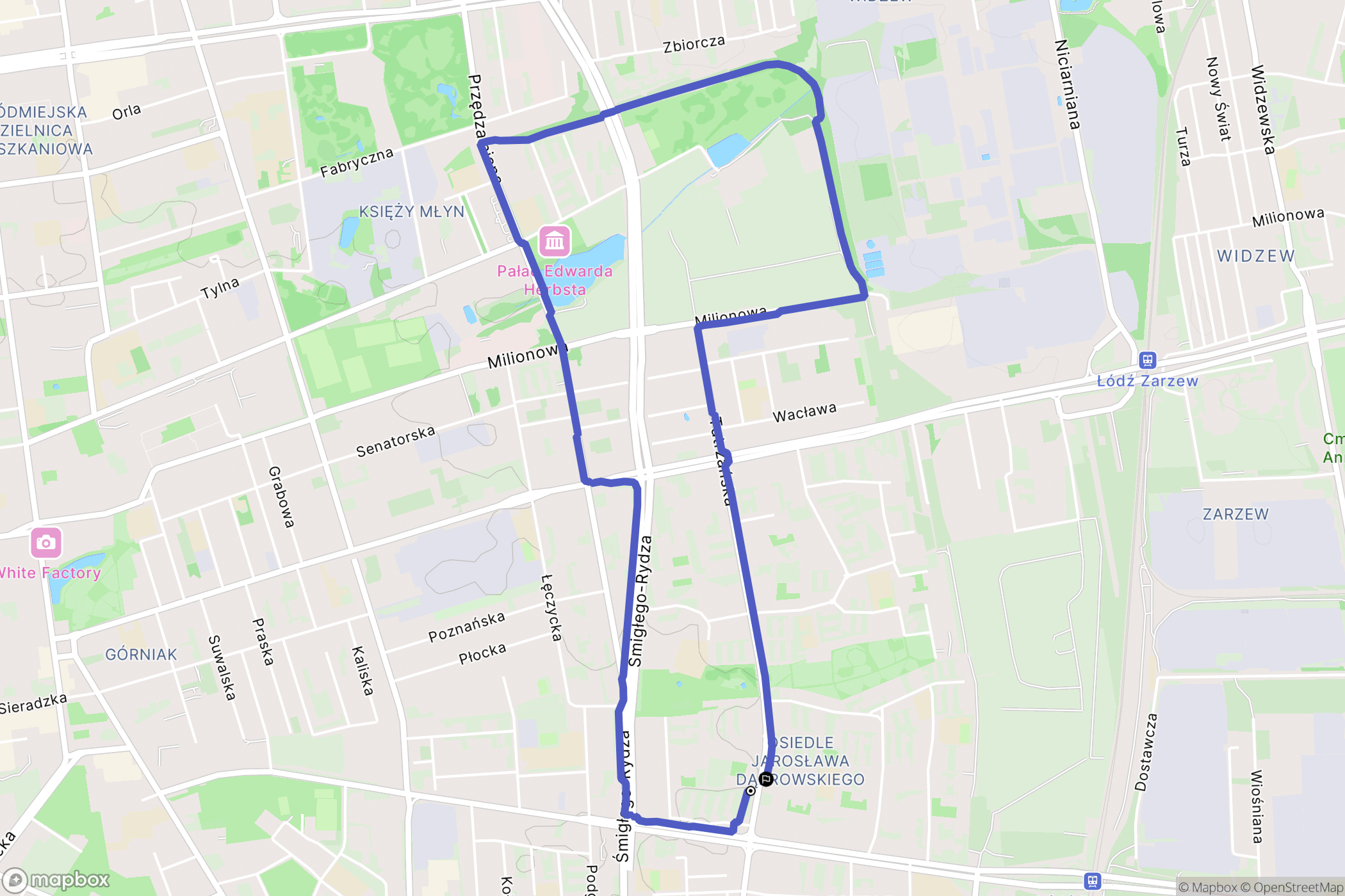 Łódź: mapa trasy - Poland