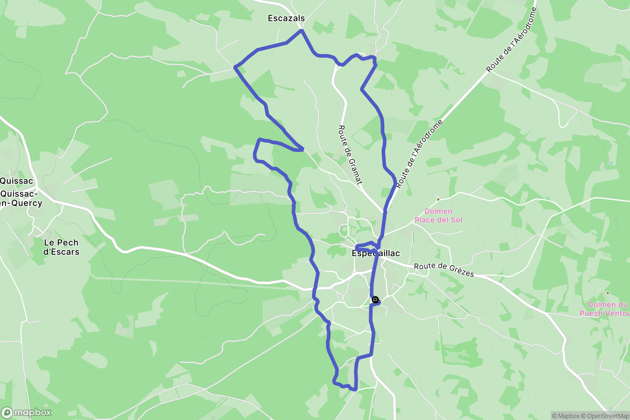 Espédaillac : carte du parcours de randonnée - France