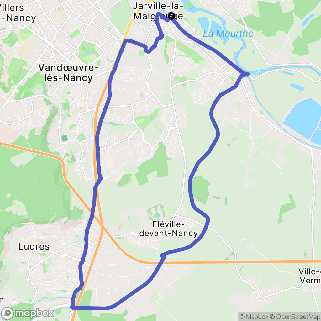 Jarville-la-Malgrange : carte du parcours de randonnée - France