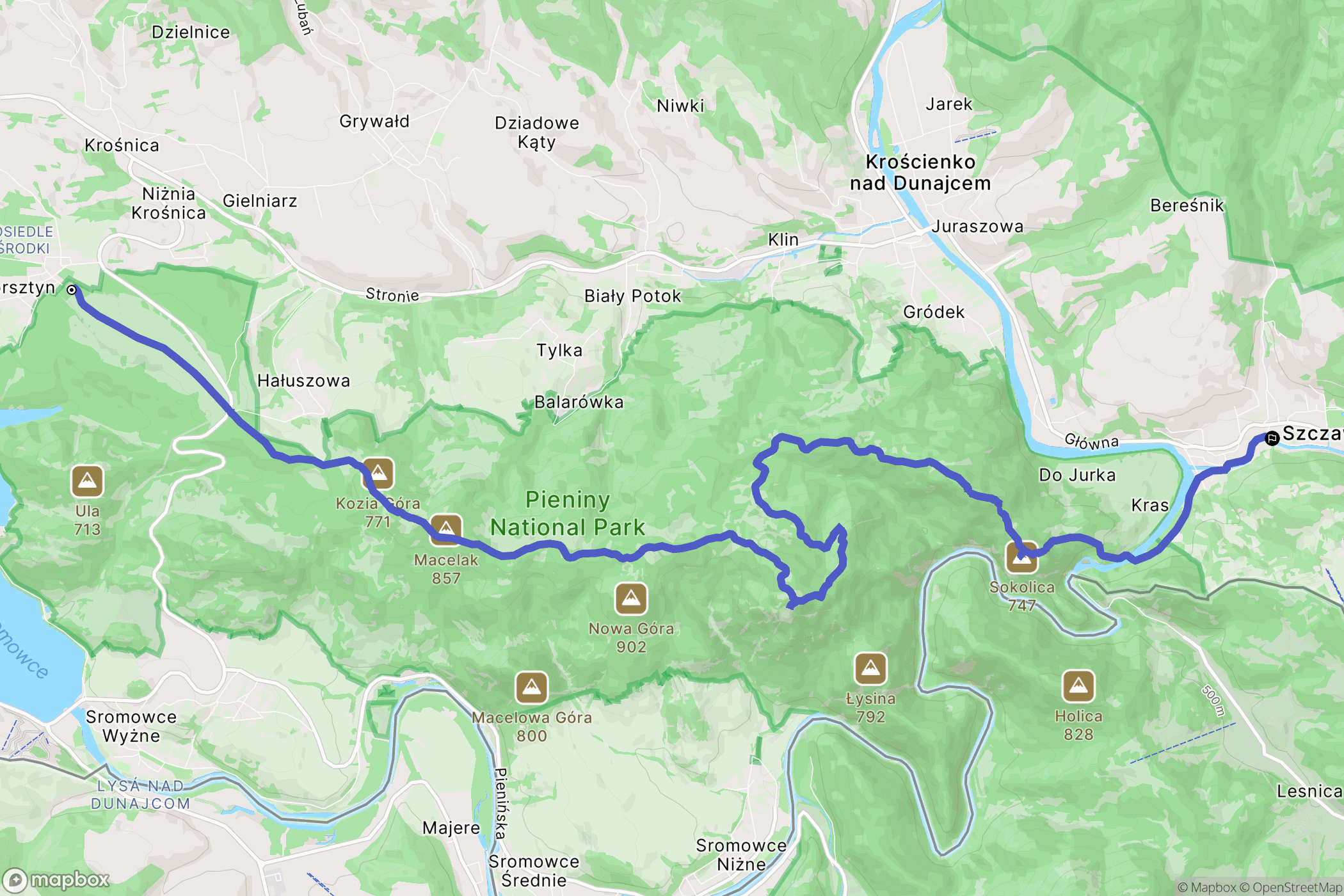 Hałuszowa: mapa trasy - Poland