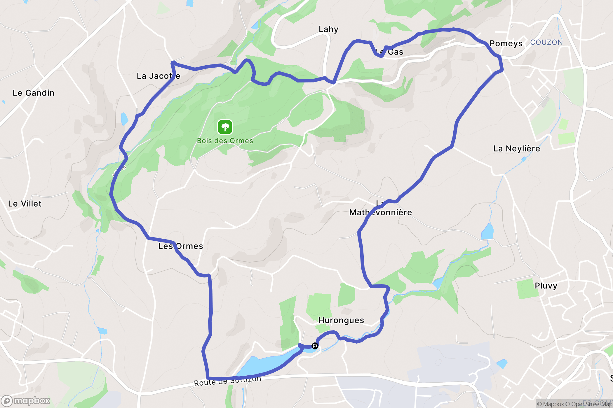Pomeys : carte du parcours de randonnée - France