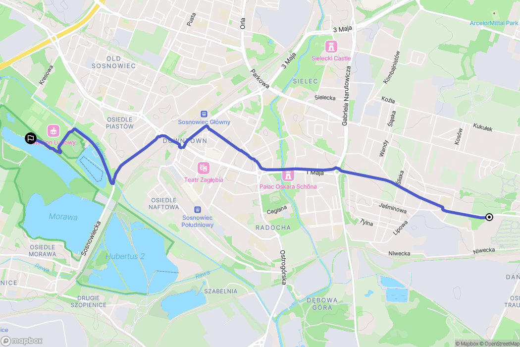 Sosnowiec: mapa trasy - Poland