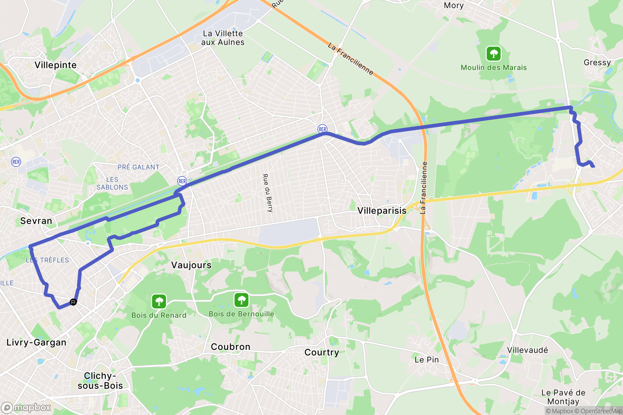 Livry-Gargan : carte du parcours de randonnée - France
