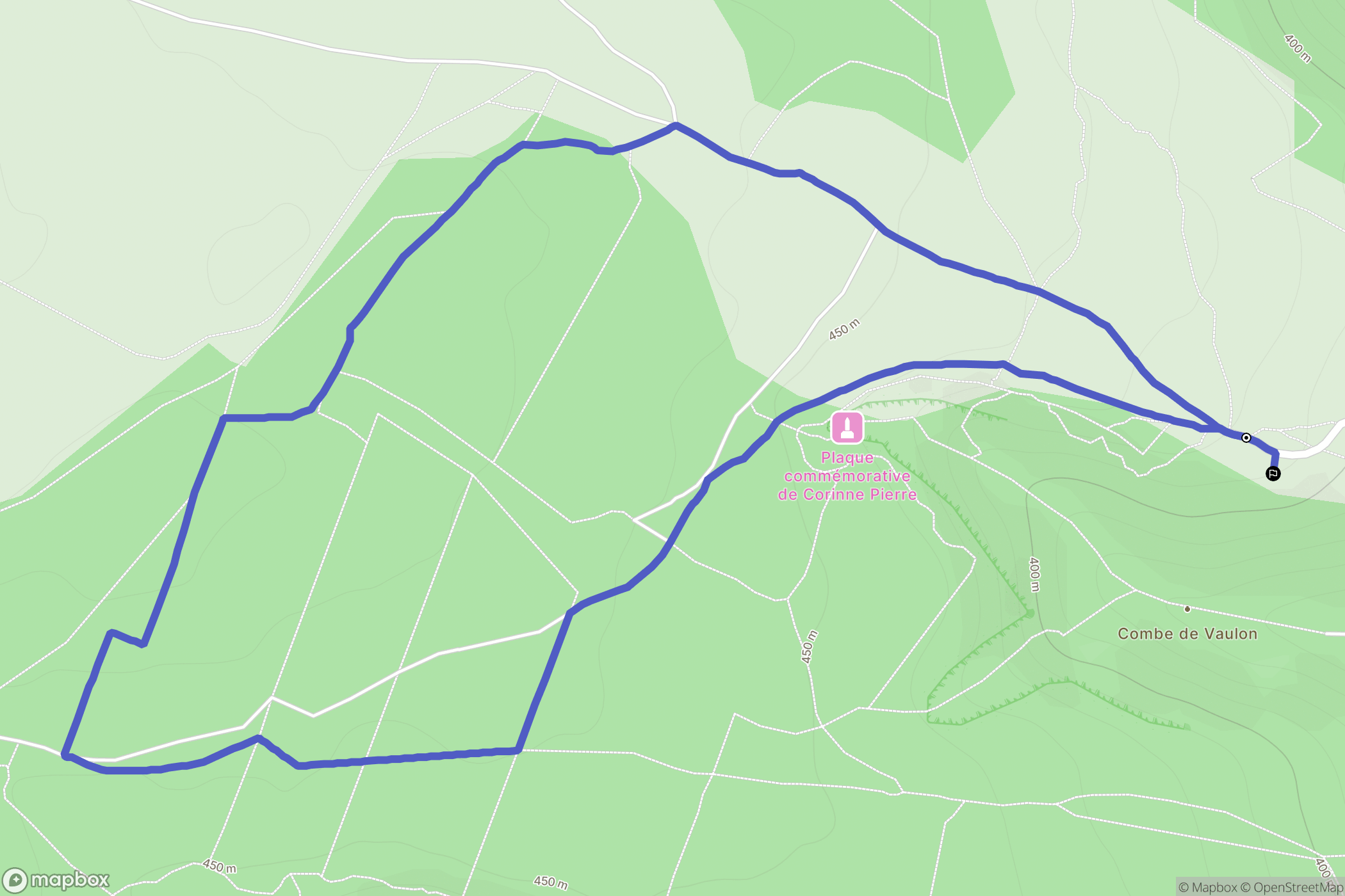 Couchey : carte du parcours de randonnée - France