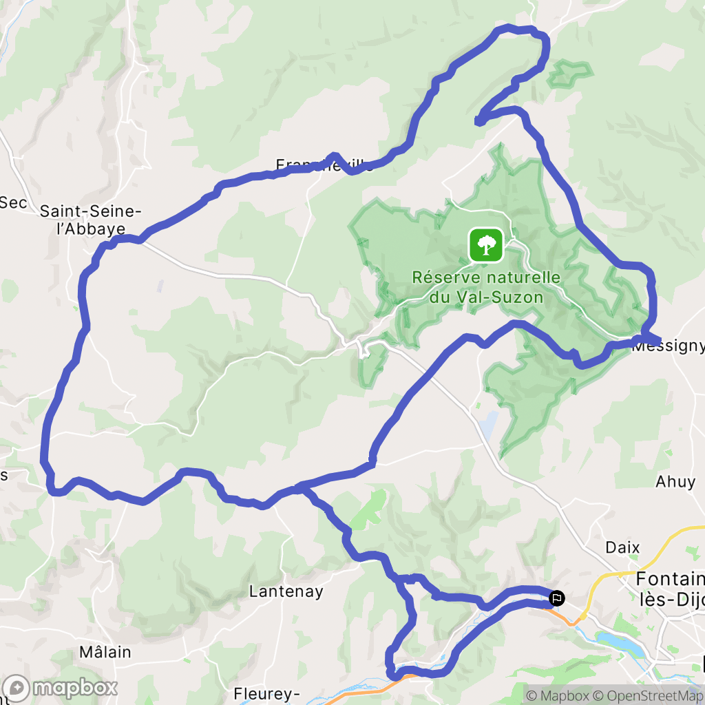 Plombières-lès-Dijon : carte du parcours de randonnée - France