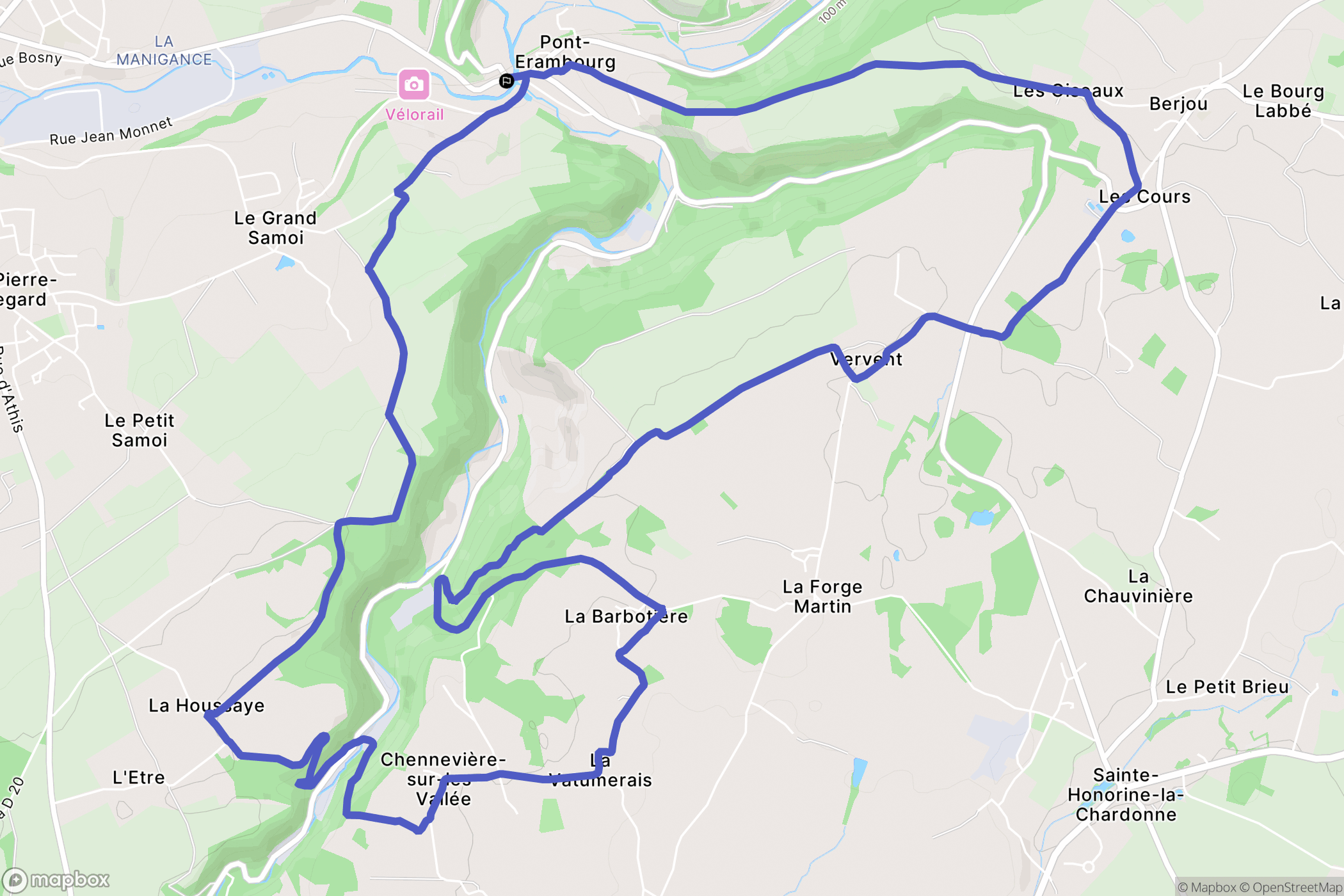 Saint-Denis-de-Méré : carte du parcours de randonnée - France