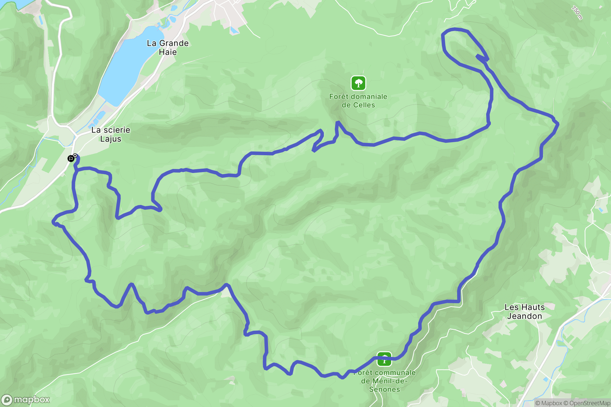 Celles-sur-Plaine : carte du parcours de randonnée - France