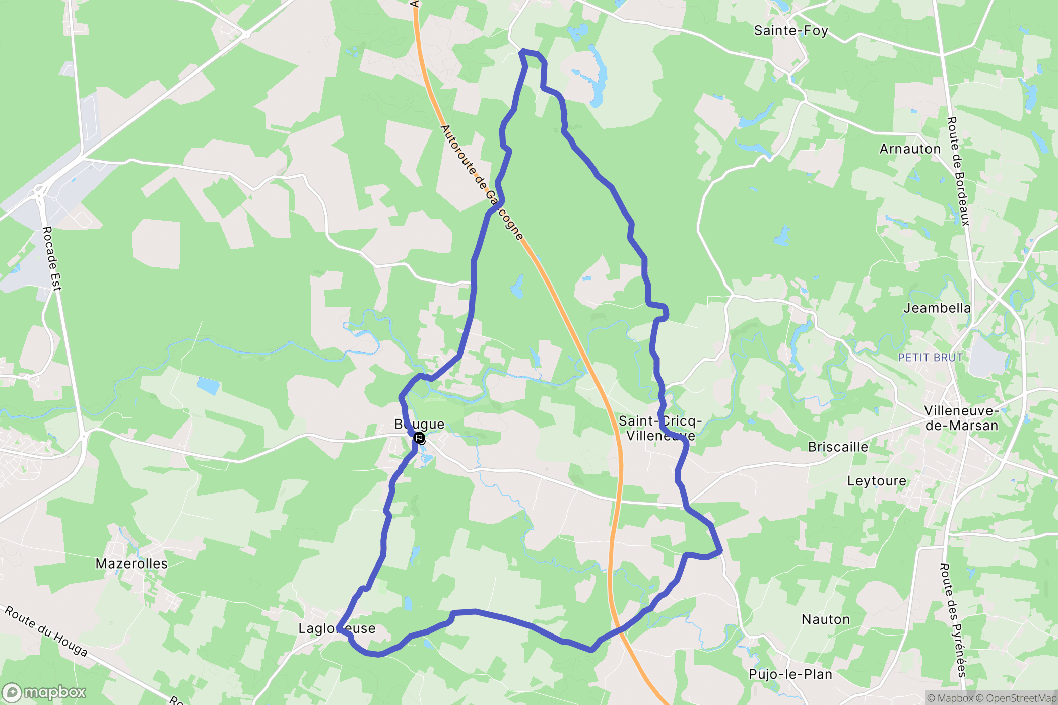 Bougue : carte du parcours de randonnée - France