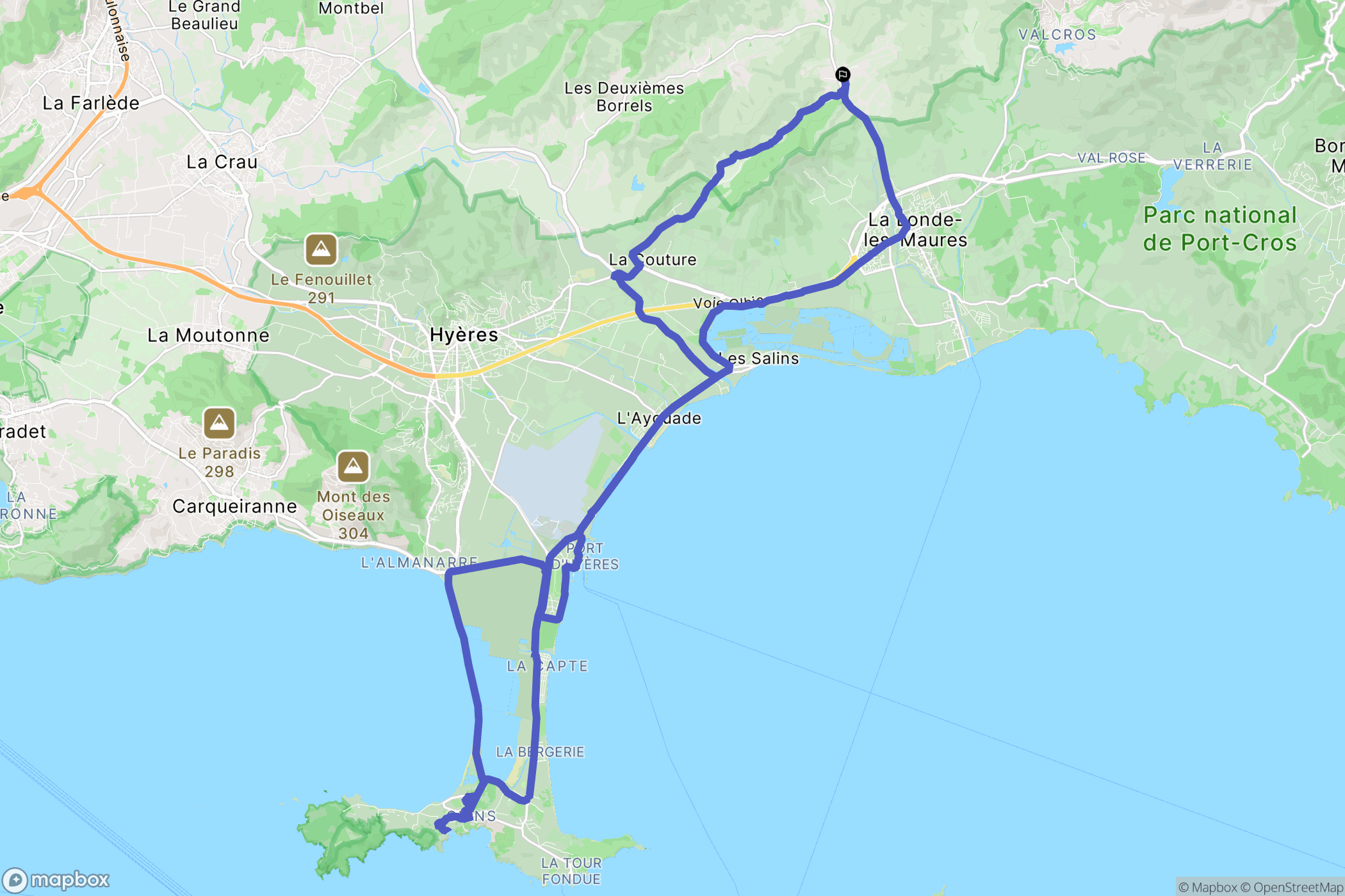 La Londe-les-Maures : carte du parcours de randonnée - France