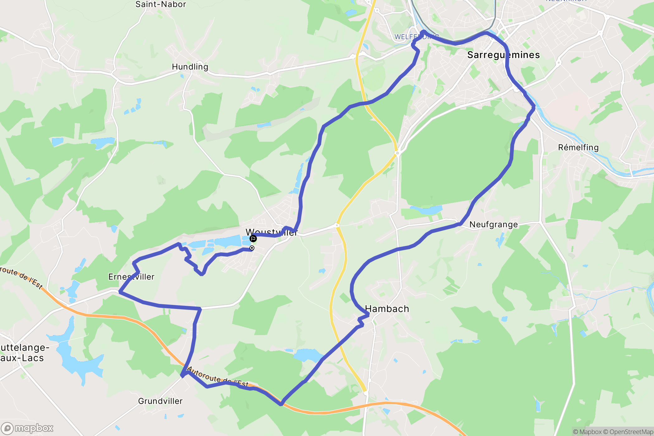 Woustviller : carte du parcours de randonnée - France
