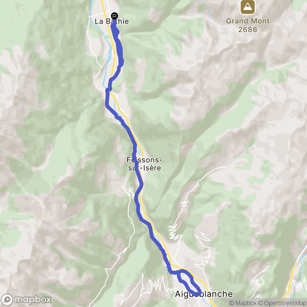La Bâthie : carte du parcours de randonnée - France