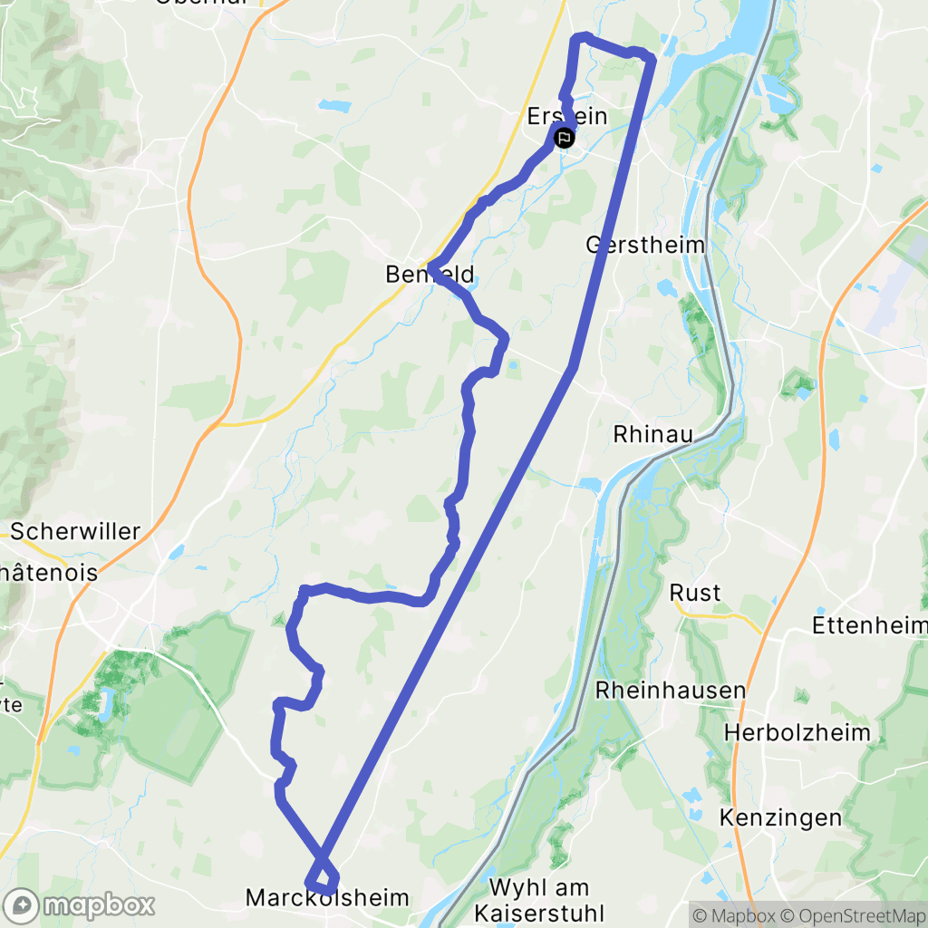 Erstein : carte du parcours de randonnée - France