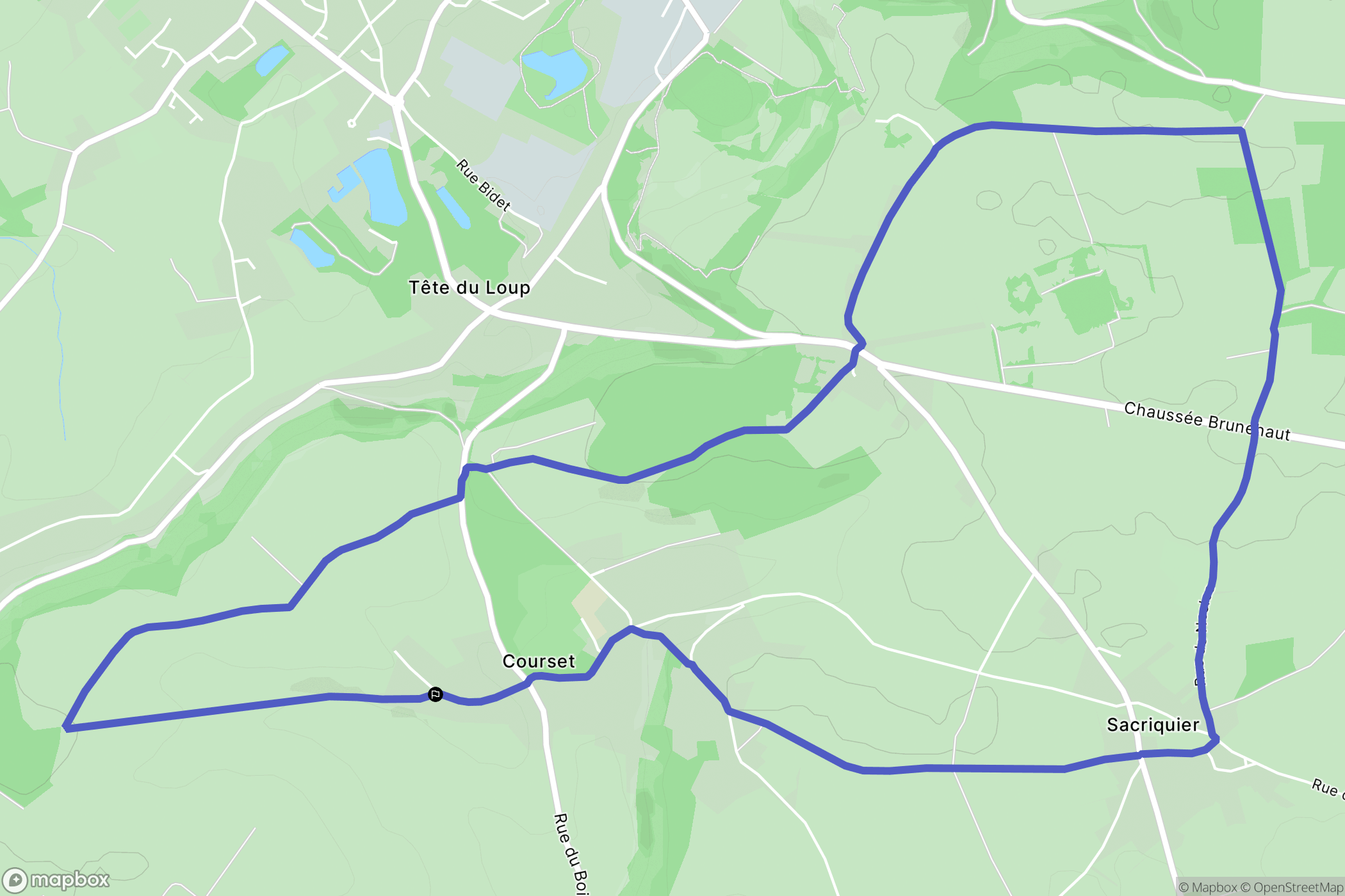 Courset : carte du parcours de randonnée - France