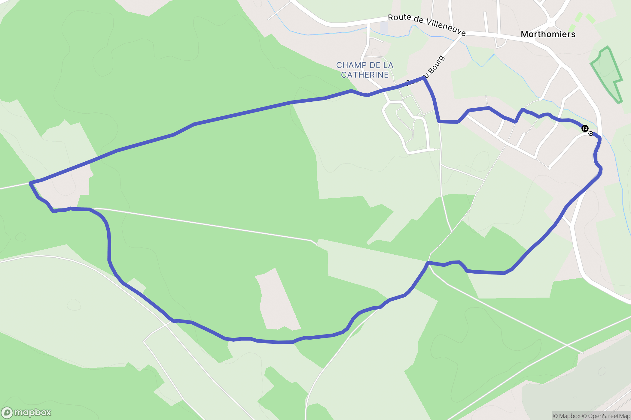 Morthomiers : carte du parcours de randonnée - France