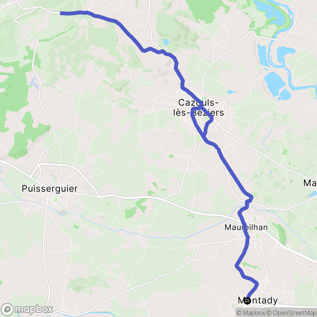 Montady : carte du parcours de randonnée - France