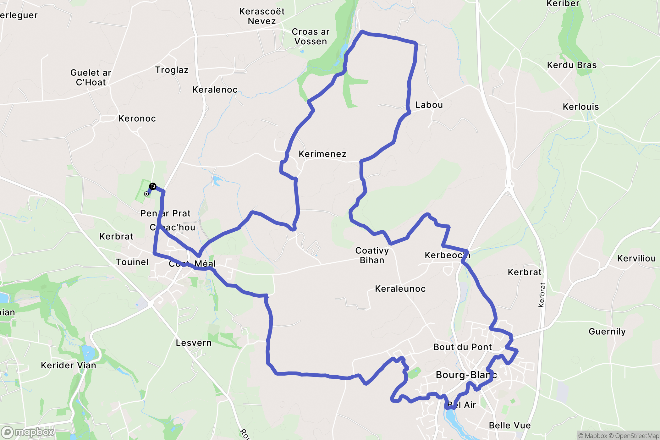 Coat-Méal : carte du parcours de randonnée - France