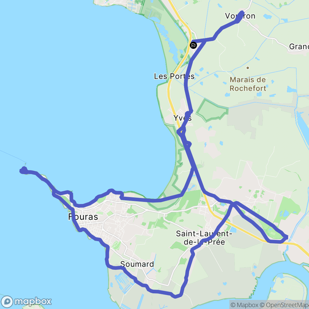 Yves : carte du parcours de randonnée - France