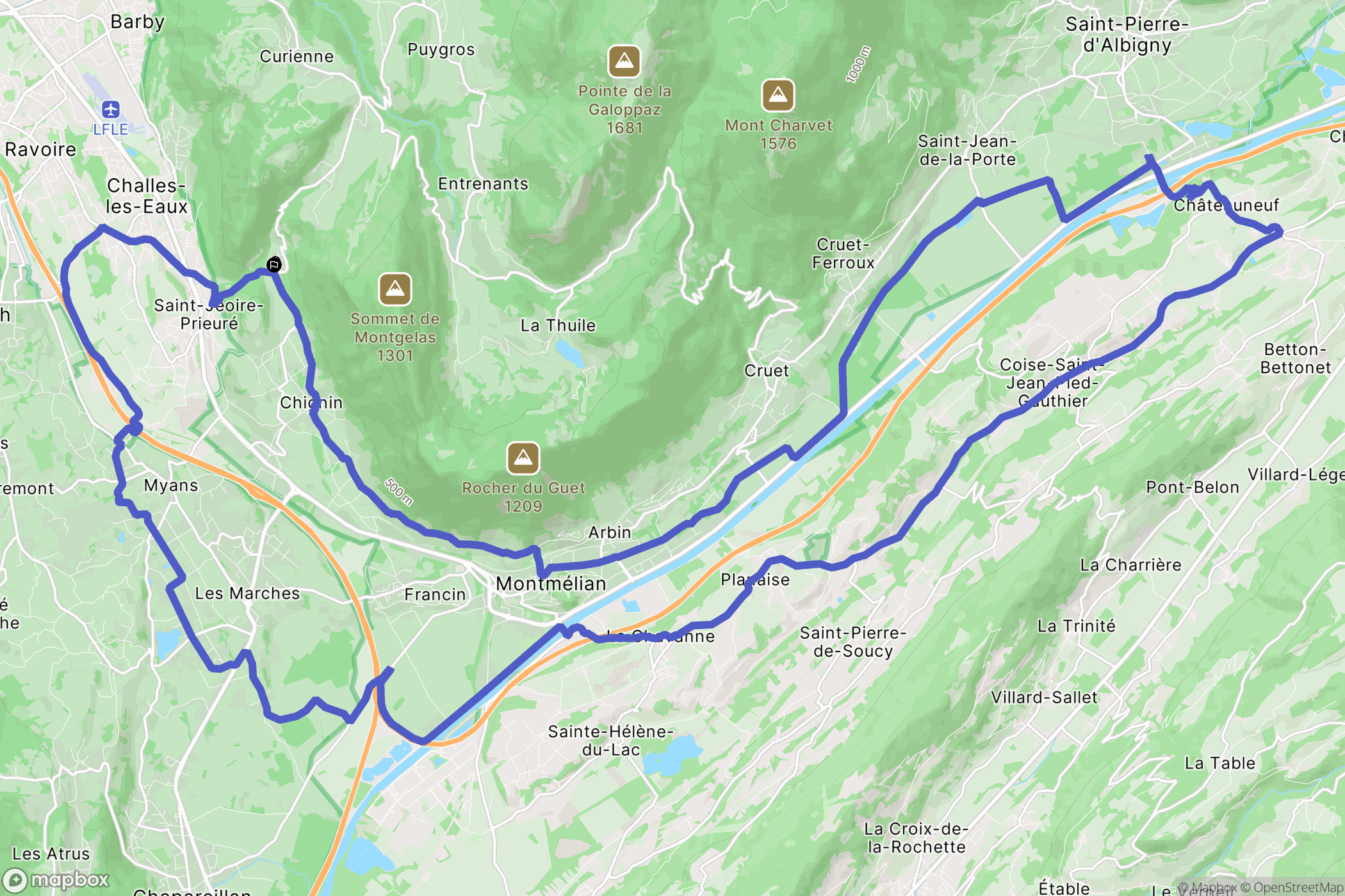 Saint-Jeoire-Prieuré : carte du parcours de randonnée - France