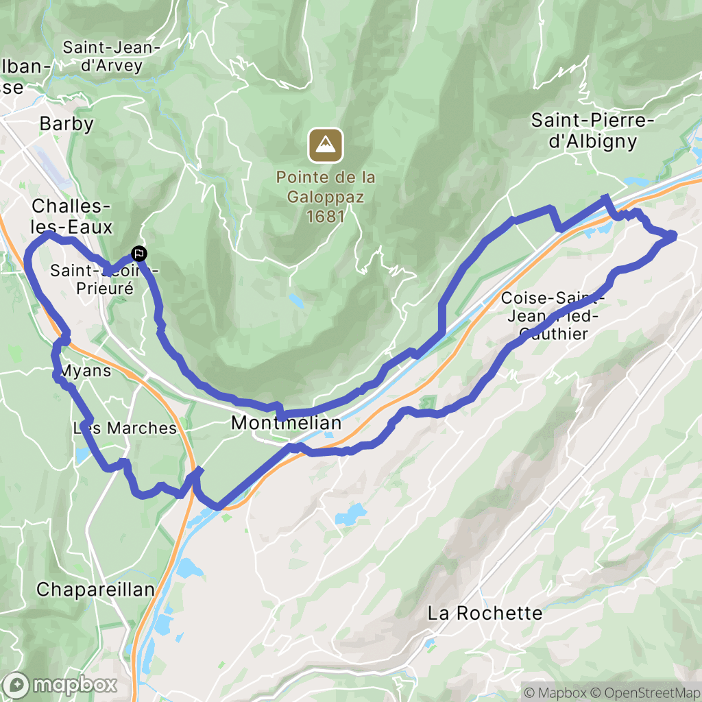Saint-Jeoire-Prieuré : carte du parcours de randonnée - France