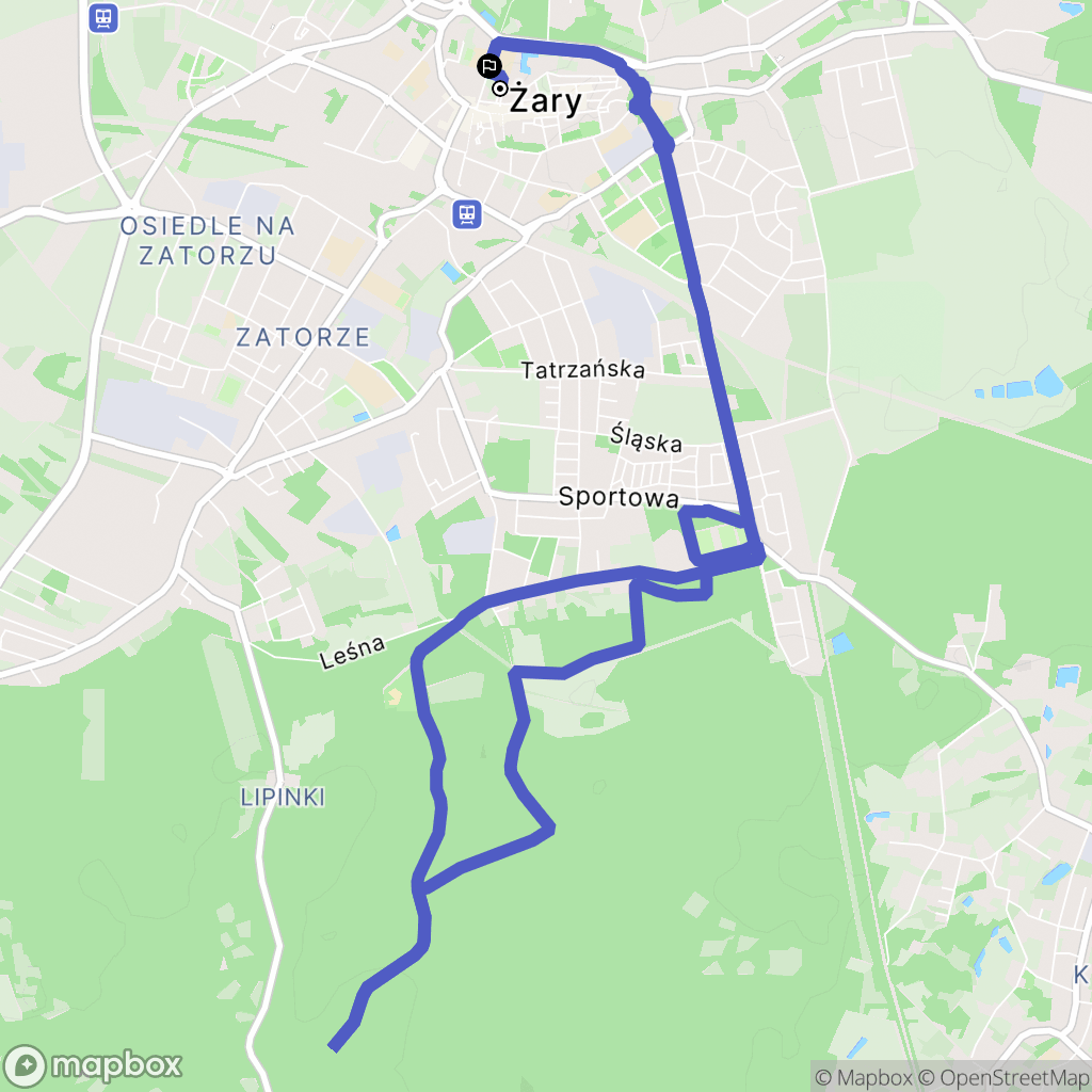 Żary: mapa trasy - Poland