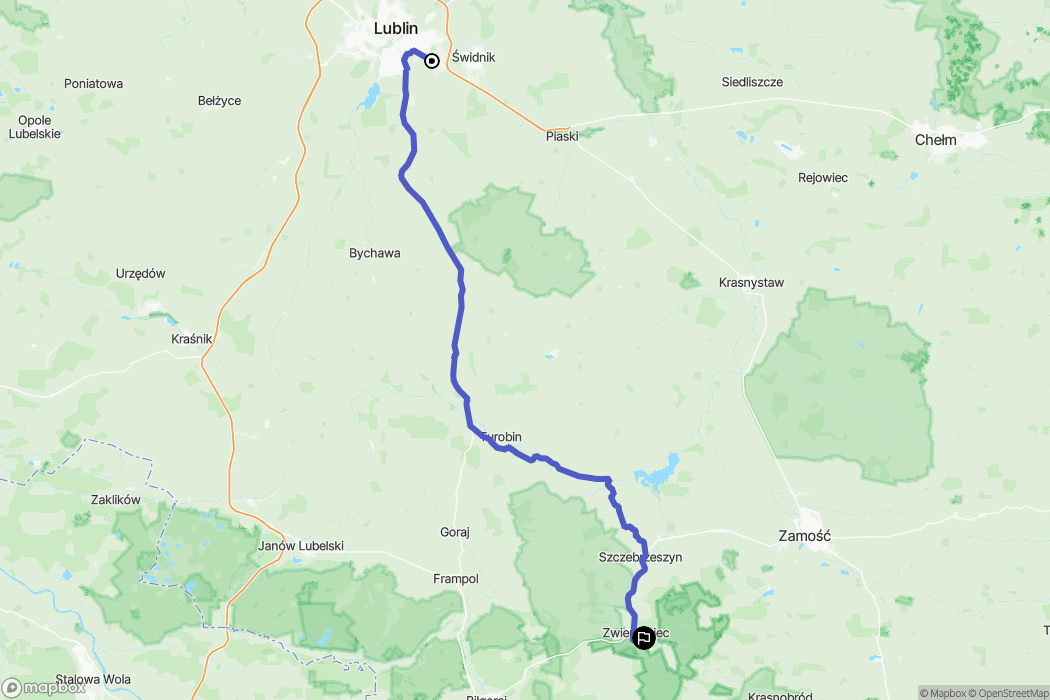 Lublin: mapa trasy - Poland