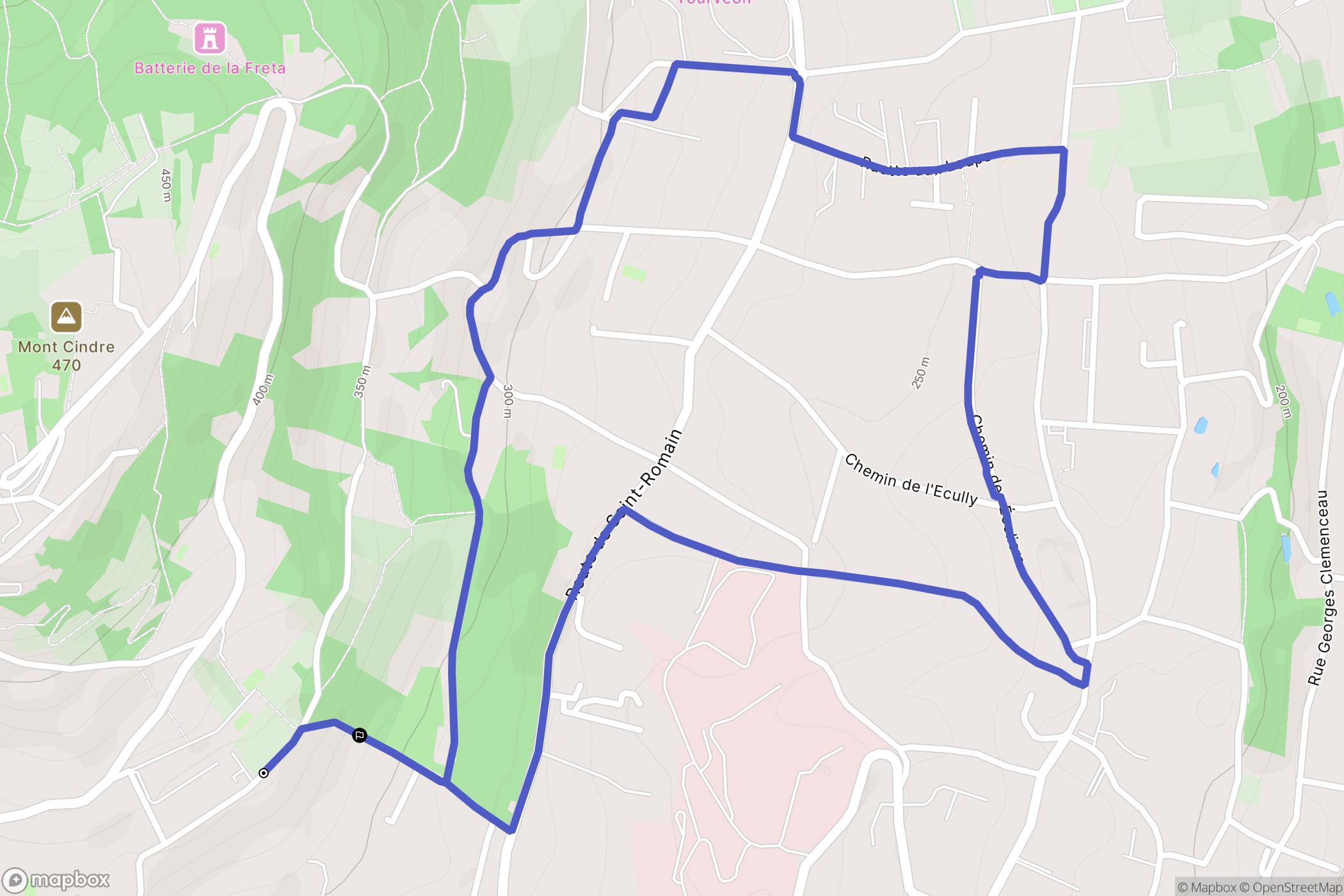 Saint-Cyr-au-Mont-d'Or : carte du parcours de randonnée - France