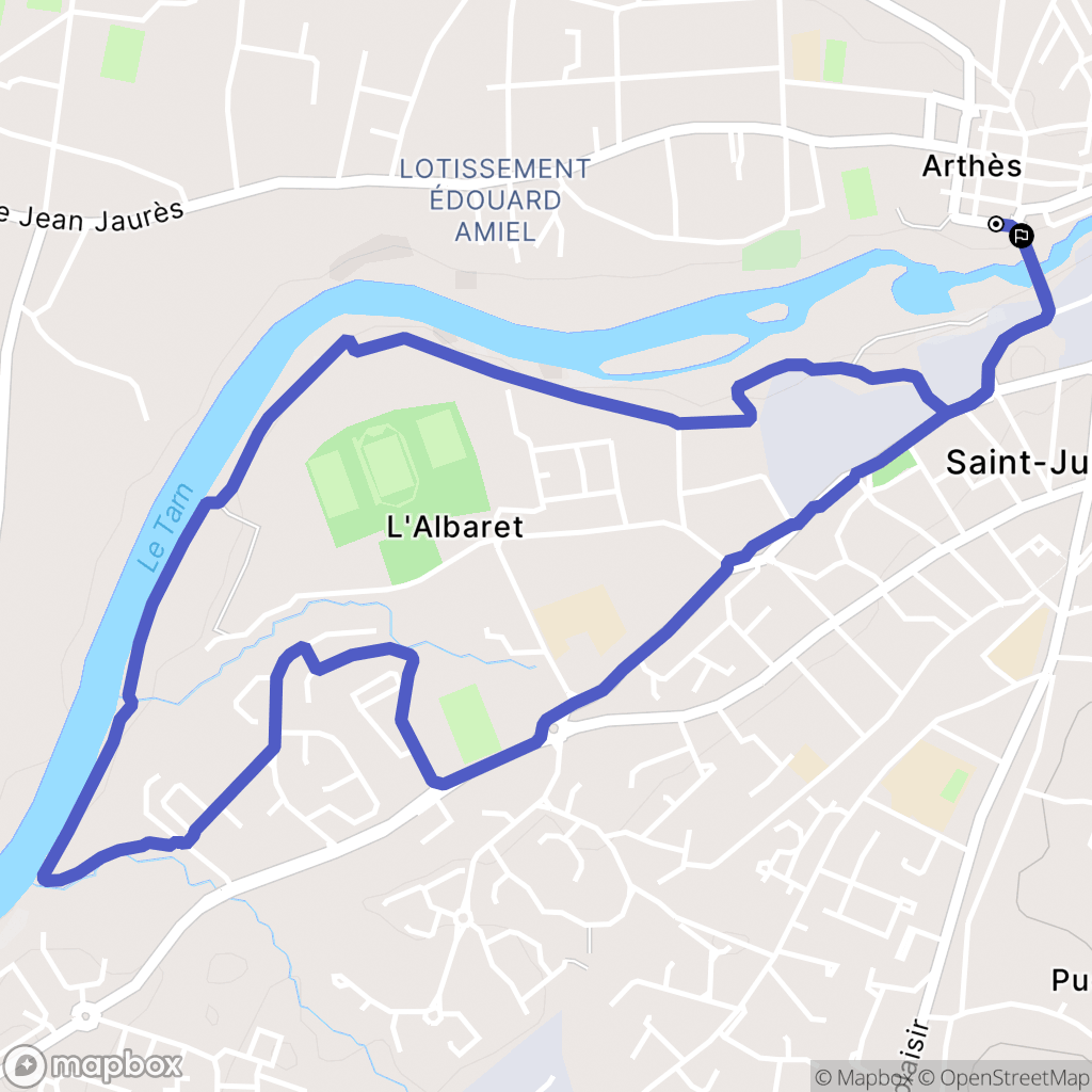 Arthès : carte du parcours de randonnée - France