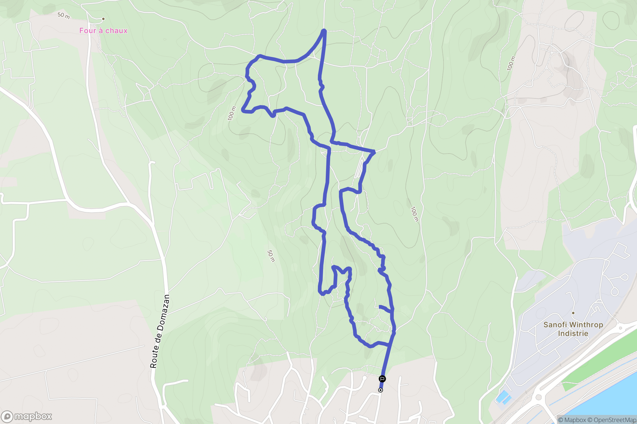 Aramon : carte du parcours de randonnée - France