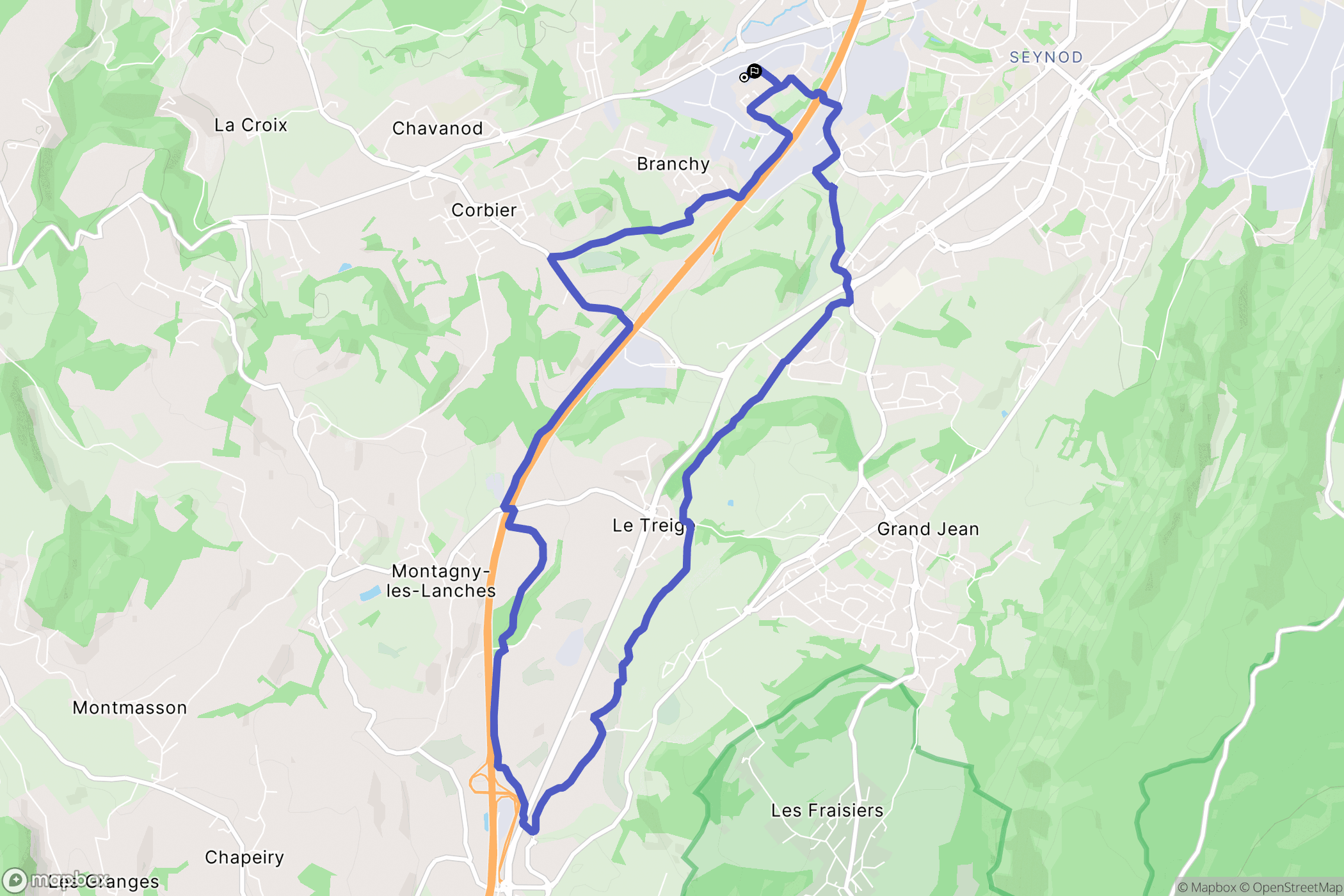 Annecy : carte du parcours de randonnée - France