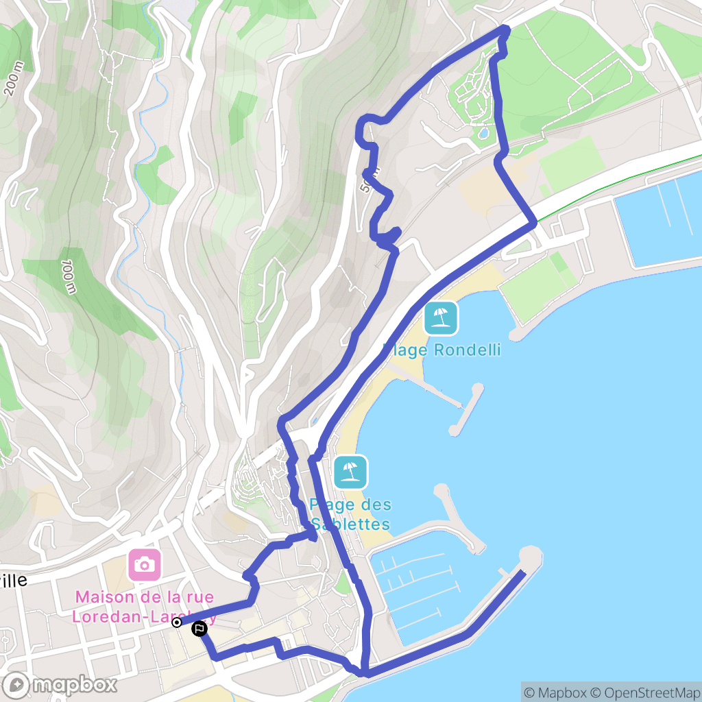 Menton : carte du parcours de randonnée - France