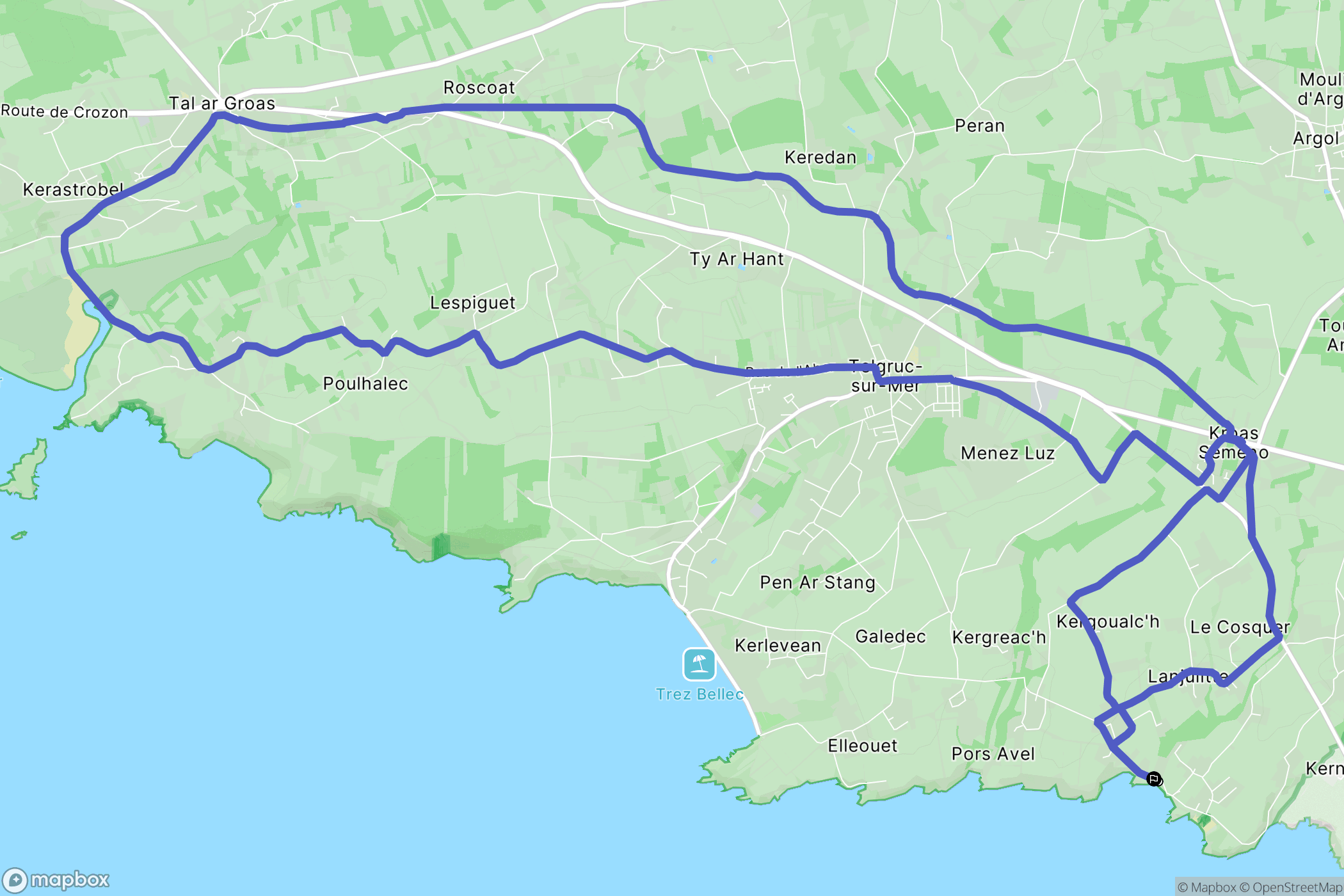 Telgruc-sur-Mer : carte du parcours de randonnée - France