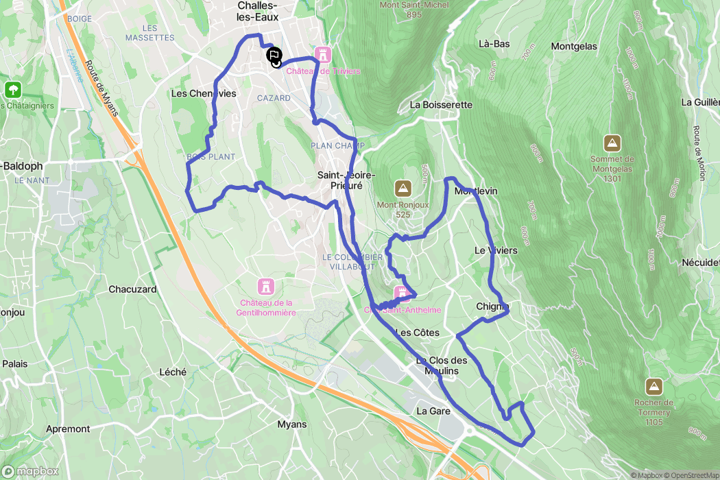 Challes-les-Eaux : carte du parcours de randonnée - France