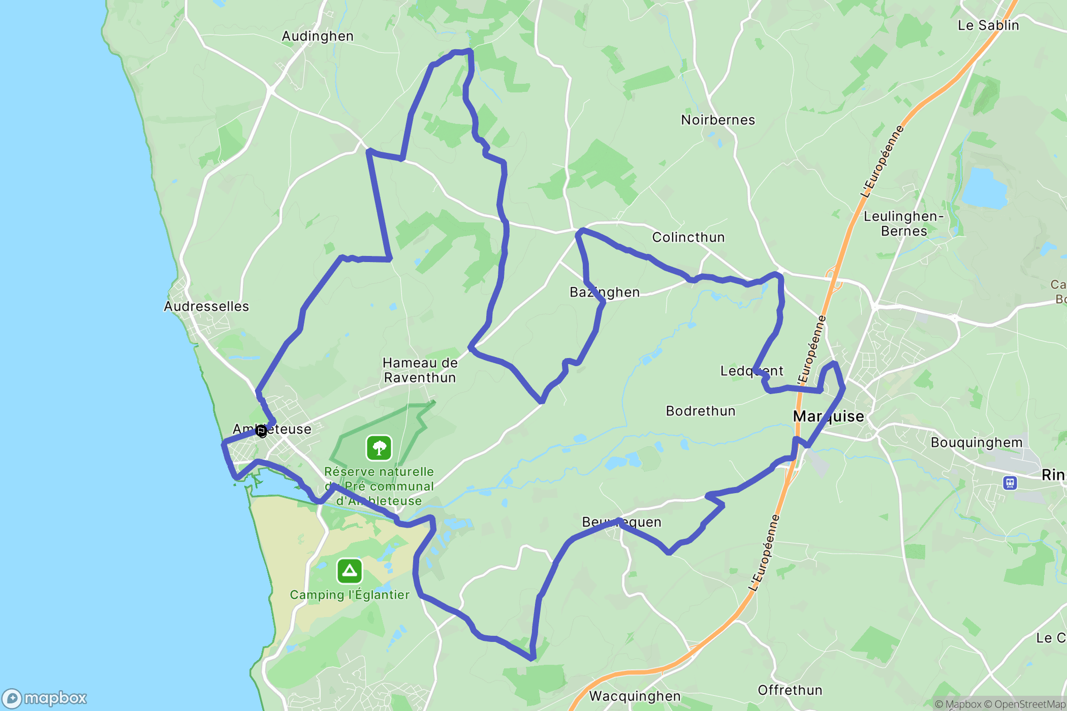 Ambleteuse : carte du parcours de randonnée - France
