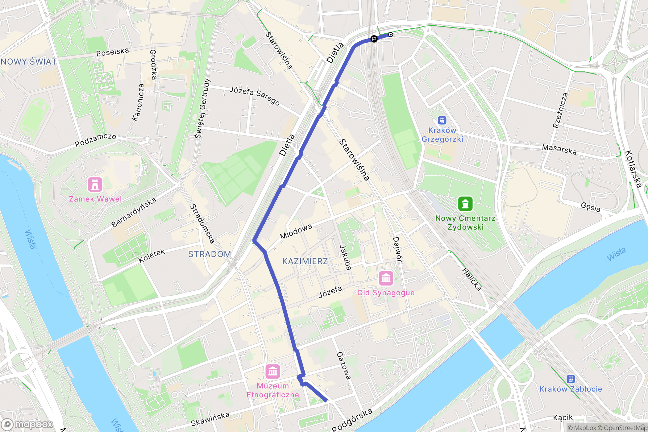 Kraków: mapa trasy - Poland