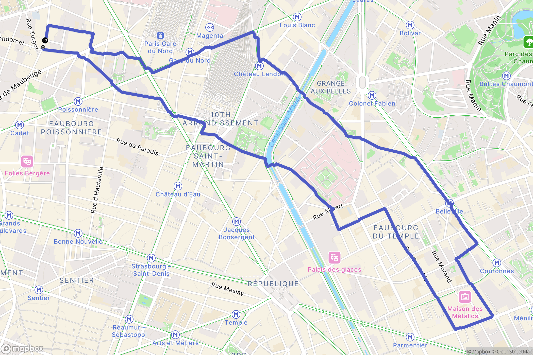 Paris : carte du parcours de randonnée - France