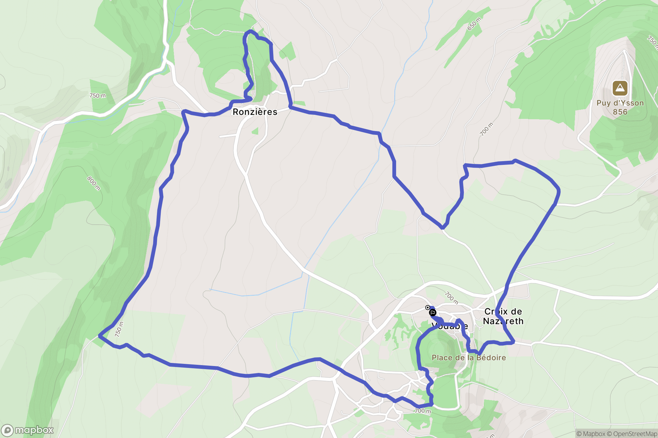 Vodable : carte du parcours de randonnée - France