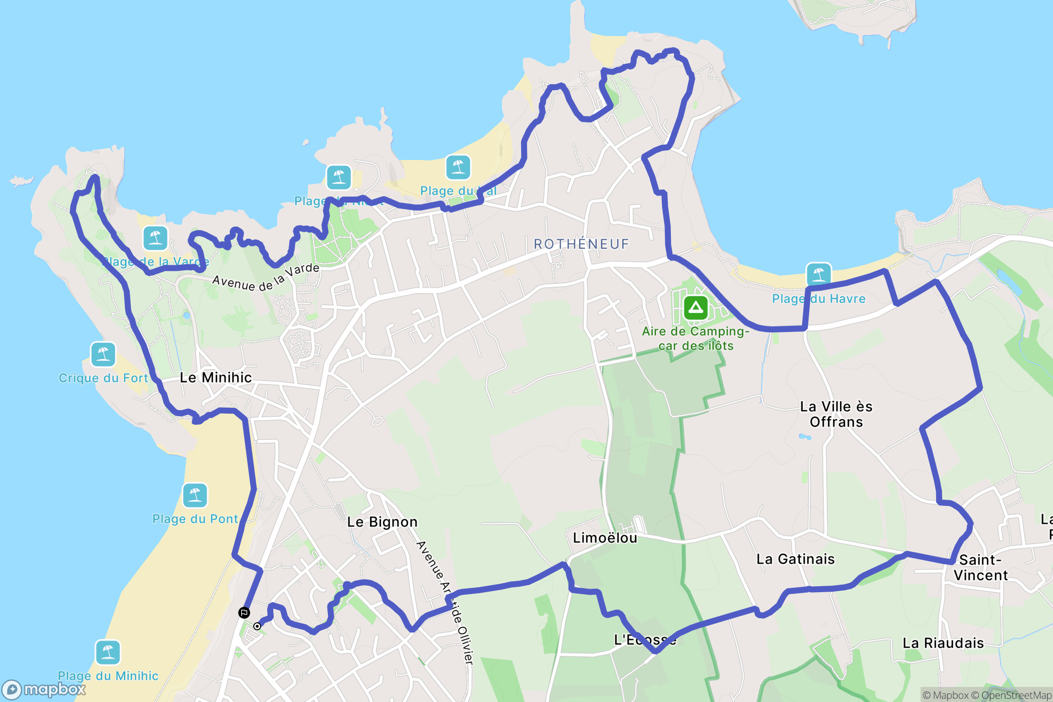 Saint-Malo : carte du parcours de randonnée - France