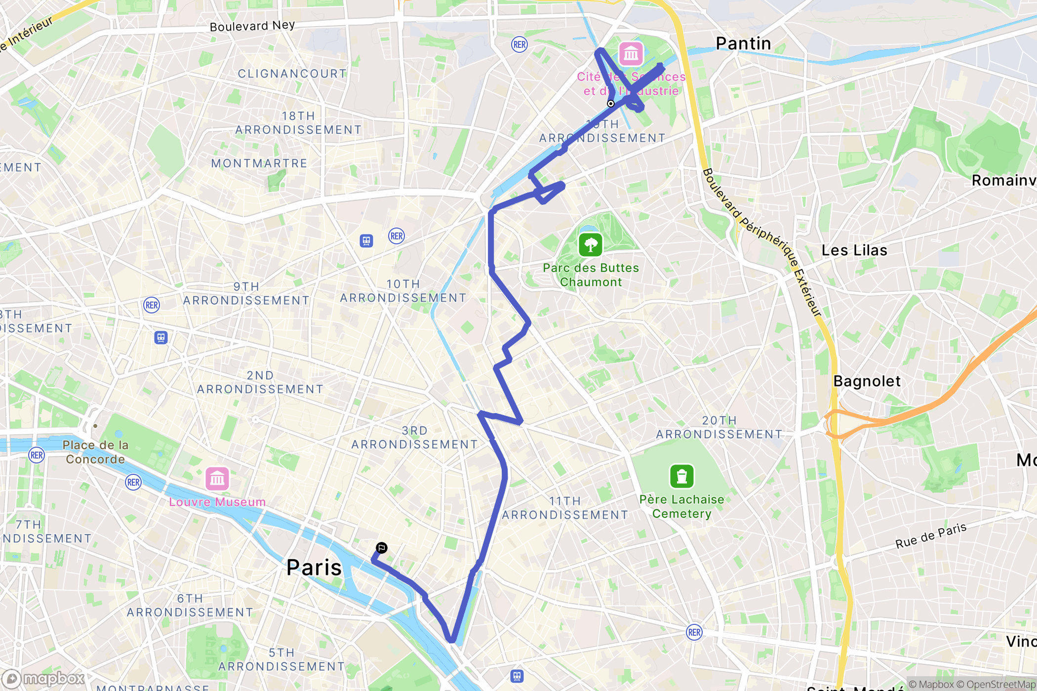 Paris : carte du parcours de randonnée - France