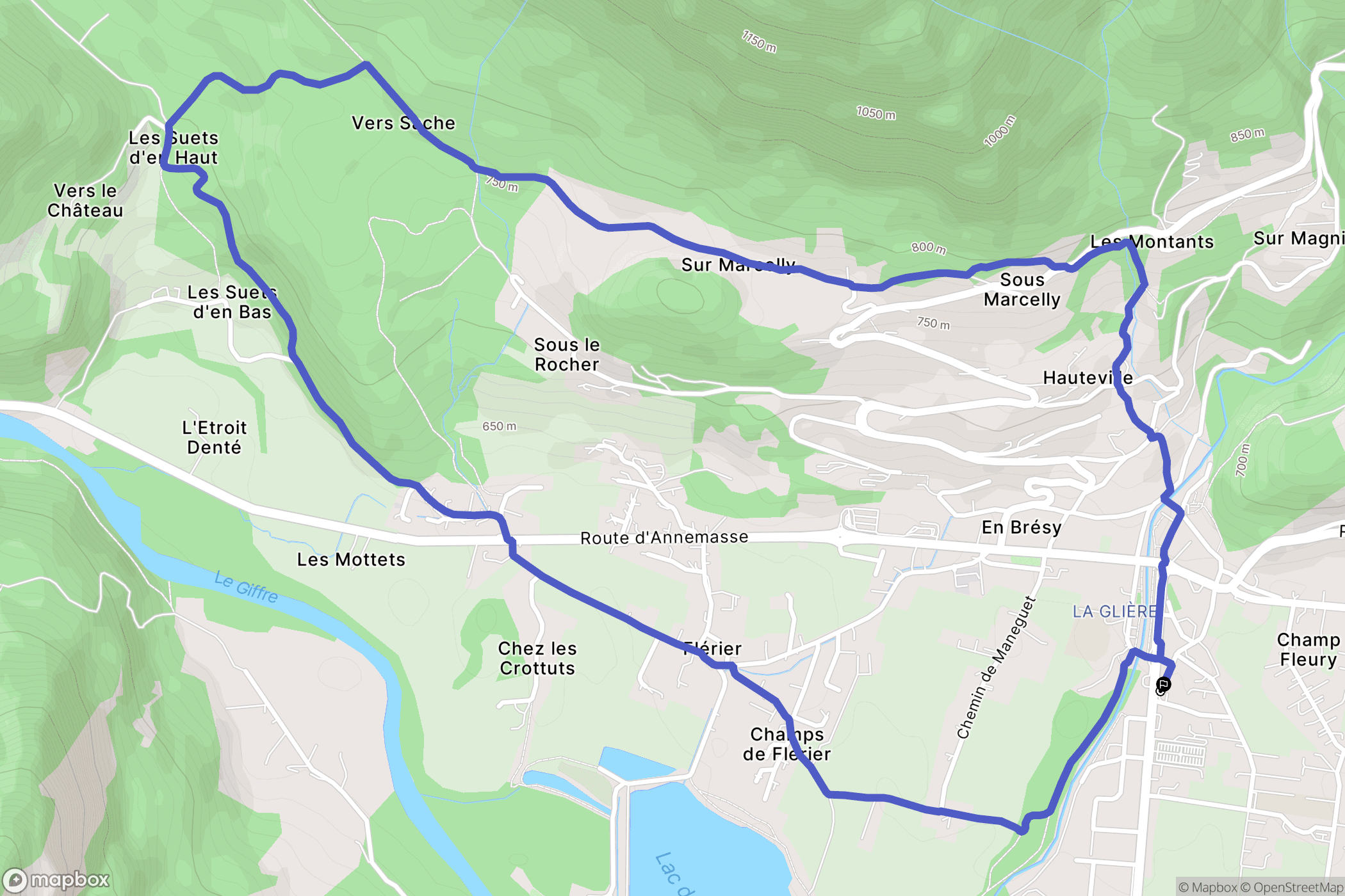 Taninges : carte du parcours de randonnée - France
