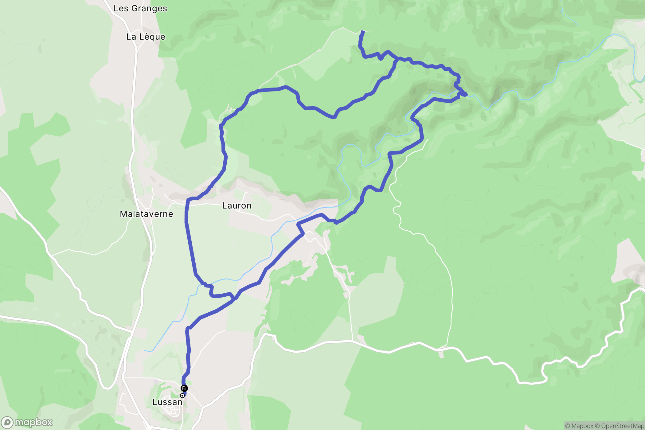 Lussan : carte du parcours de randonnée - France