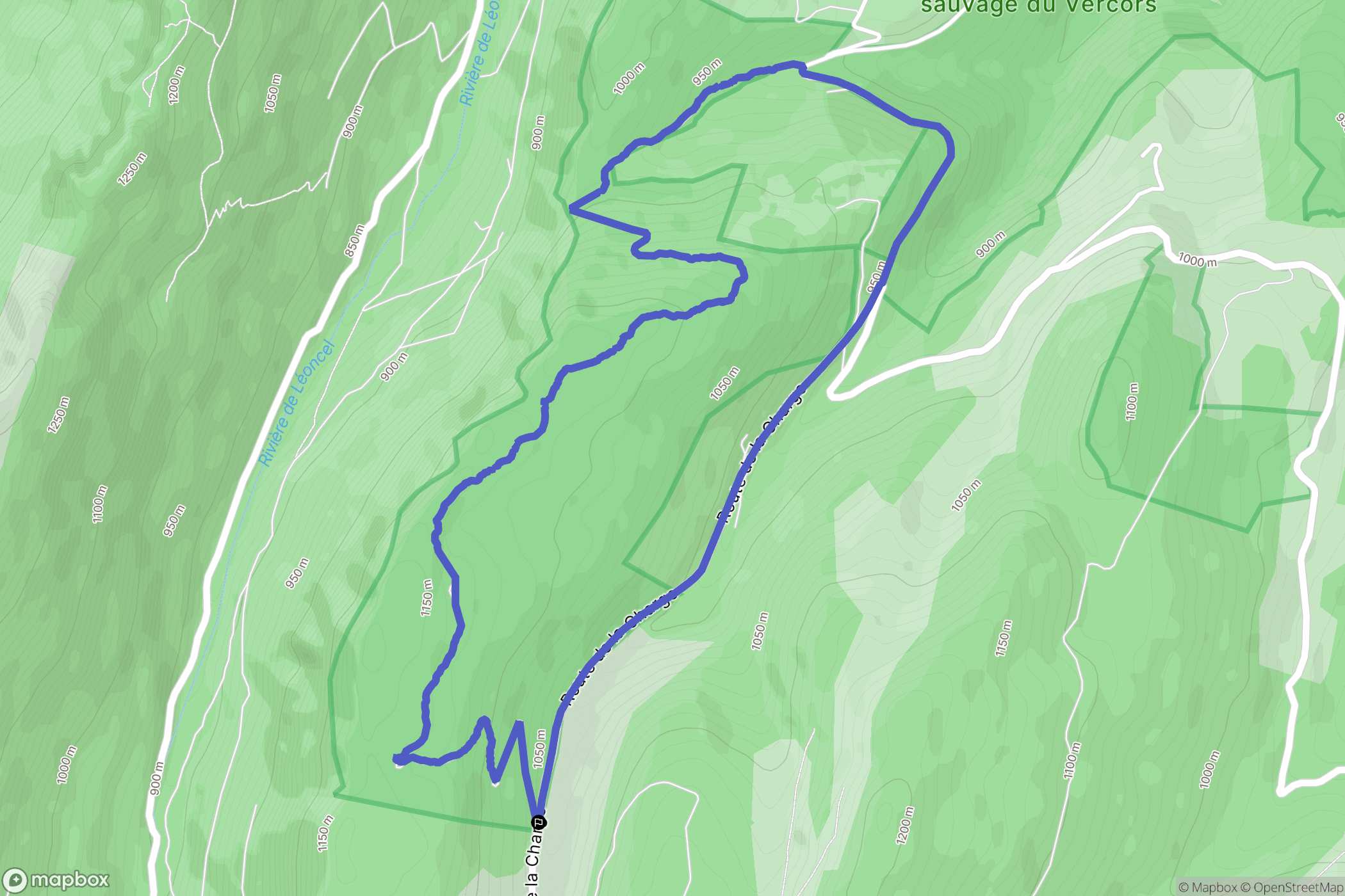 Léoncel : carte du parcours de randonnée - France